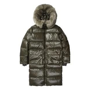 ALPHASTYLE时尚厚款宽松长款鹅绒羽绒服外套保暖防风连帽毛领男女