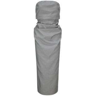 AtelierMissLu【未眠】2024春夏新款褶皱设计抹胸收腰立裁连衣裙