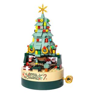 JAKI佳奇积木八音盒圣诞树礼物拼装圣诞节音乐盒拼插创意摆件礼品
