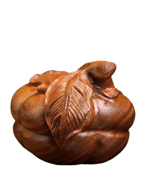 天然绿檀木柿柿如意木雕手把件