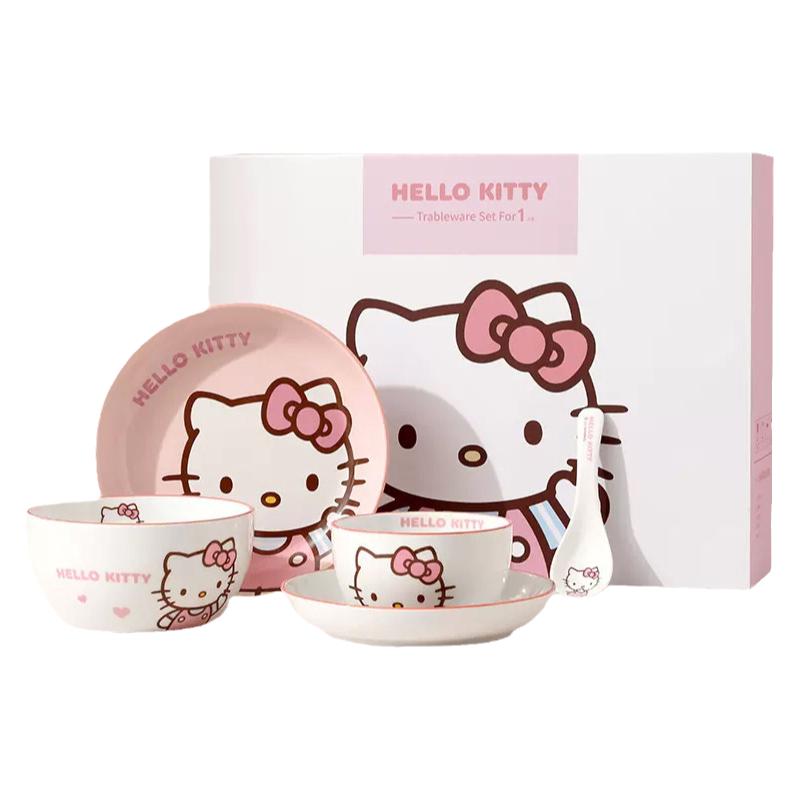 HelloKitty餐具碗送女朋友礼物一整套装凯蒂猫陶瓷饭碗筷子盘碟勺