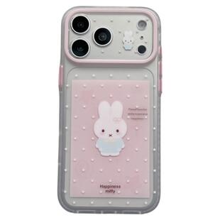 独壳 ins透明粉色波点兔子链条适用苹果17promax手机壳18pro可爱少女iPhone16pro新款15防摔16女款手机套硬壳