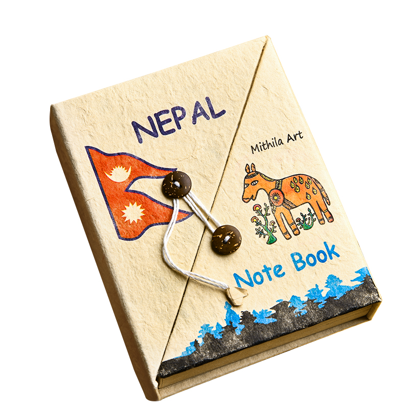 正版尼泊尔手工本现货diy素材材料包全套复古高颜值网红手账本空白本植物手工纸加厚笔记本双扣小马蜡笔工具