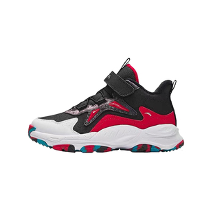 安踏儿童男中大童棉鞋2025秋冬季新款运动鞋加绒革网防滑耐磨高帮