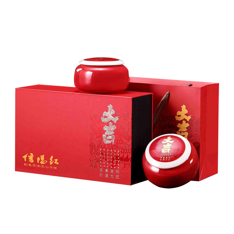 印象中原信阳红茶礼盒装2026新茶精美瓷罐茶叶毛尖嫩芽浓香型200g