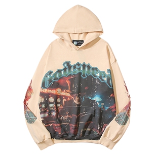 Godspeed美式暗黑风骷髅赌神印花卫衣情侣装上衣水洗连帽外套男女