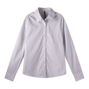 CHICBLISS 黑白条纹衬衫女长袖新款翻领竖条纹职业通勤气质上衣女