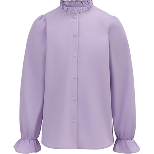 本来BENLAI女童花边立领衬衫宽松长袖衬衣2026春季新款BTH260001