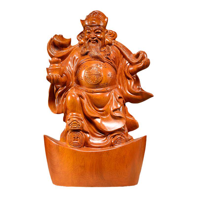 雕刻客厅文财神爷花梨木