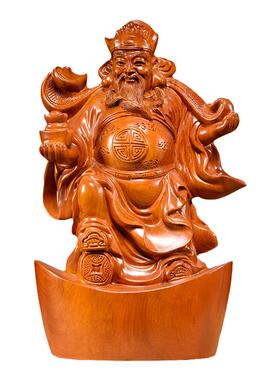 雕刻客厅文财神爷花梨木