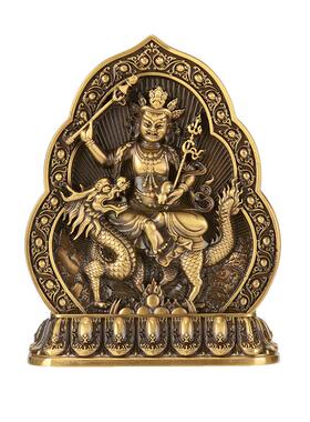 闯隆铜雕花藏式客厅白财神摆件