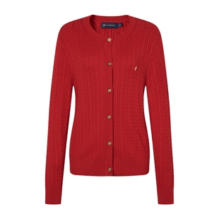 POLOWALK针织衫女士春季新年红色长袖开衫百搭时尚外套女
