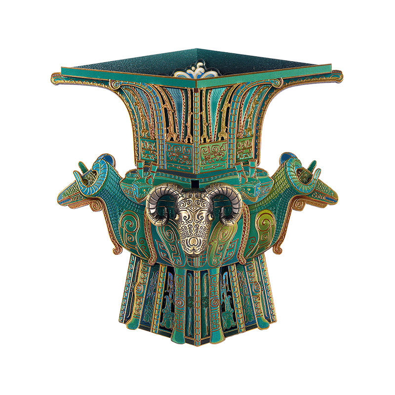 中国国家博物馆四羊青铜方尊木质冰箱贴创意带灯装饰品送朋友礼物