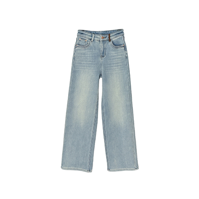 双生水洗色！~复合绒窄版牛仔裤