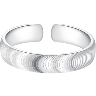 潮宏基足银戒指银饰戒圈指环手饰素圈猫眼实心CNC礼物情人节