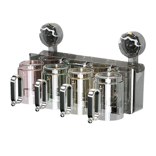 吸盘牙刷置物架免打孔倒挂带把手漱口杯卫生间牙杯牙具一体收纳架