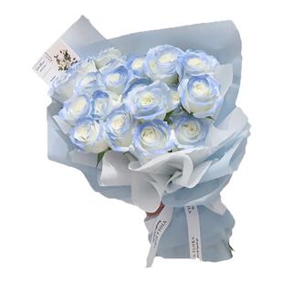 情人节网红密西根碎冰蓝渐变色玫瑰花束广州鲜花速递同城全国送花
