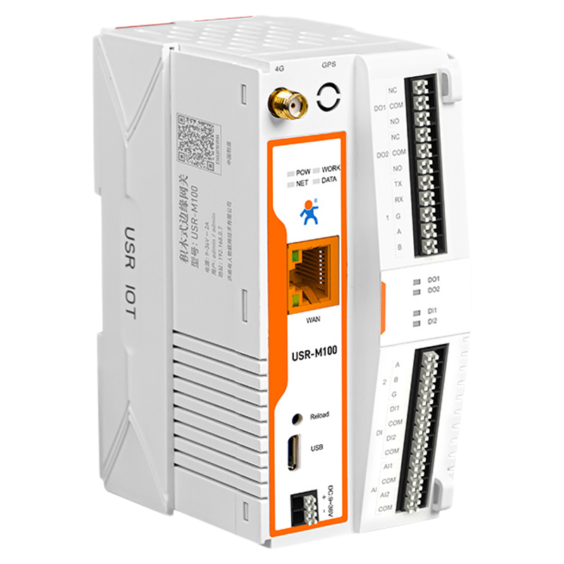 有人4G边缘计算网关MQTT远程PLC网络IO控制器Modbus RTU/DTU M100