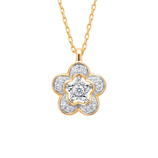 情人节TSL谢瑞麟TGOL鸟语花香系列18K金钻石花形项链镶钻锁骨链女