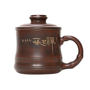 钦州坭兴陶茶杯全手工茶水分离泡茶过滤老板茶具陶瓷杯带盖办公杯
