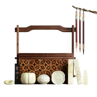 善琏湖笔百福具臻文房四宝套装书法毛笔专用礼盒镇纸笔洗墨碟女生文房四宝笔墨纸砚全套精品高档玉石礼品摆件