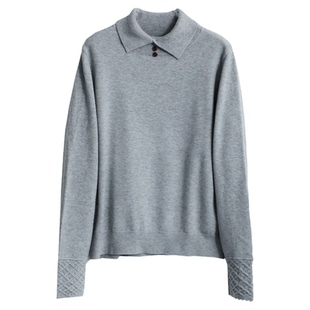 铜扣记安迪绒毛衣女翻领休闲百搭宽松显瘦冬季新款针织打底衫女