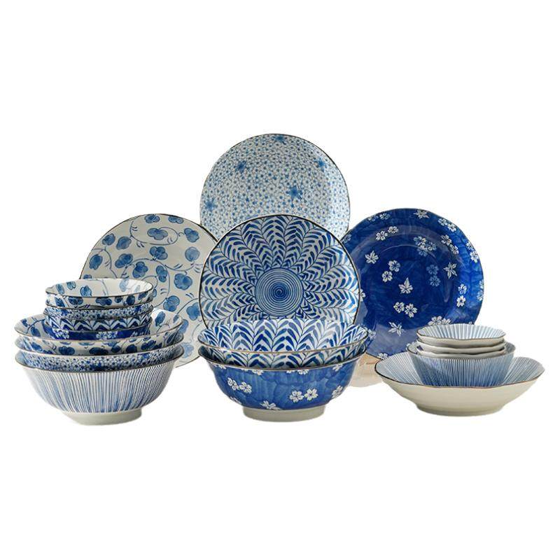 美浓烧碗碟套装家用日式釉下彩餐具菜盘子陶瓷组合乔迁送礼高颜值