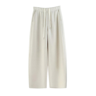 拉夏贝尔弯刀卫裤女款休闲裤2025款阔腿裤加厚羊毛裤子加绒运动裤