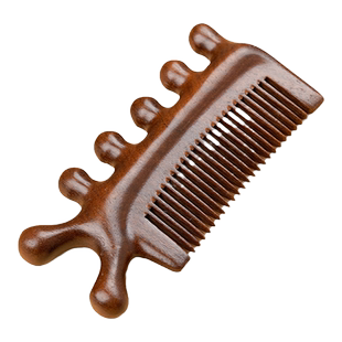 天然绿檀木按摩梳头部经络梳子女士头皮头疗疏通眼部鼻子五齿梳男