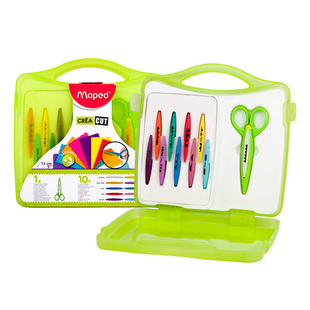 法国马培德花边剪刀套装10件套儿童手工DIY波浪花边剪刀带锯齿手帐专用宝宝安全不伤手10款花边造型2-6岁塑料