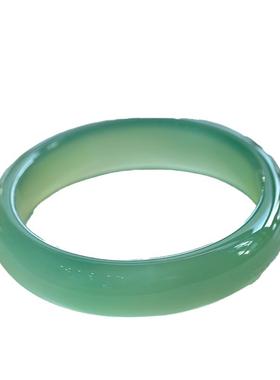 天然绿玛瑙手镯正圈冰透女款礼物