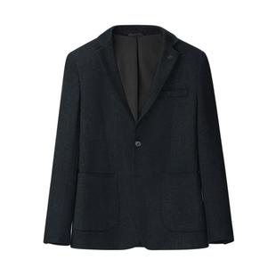 HLA/海澜之家绒感弹力休闲西服男平驳领胸针点缀修身通勤风外套男