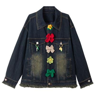 KEIKO设计感编织花形扣饰外套