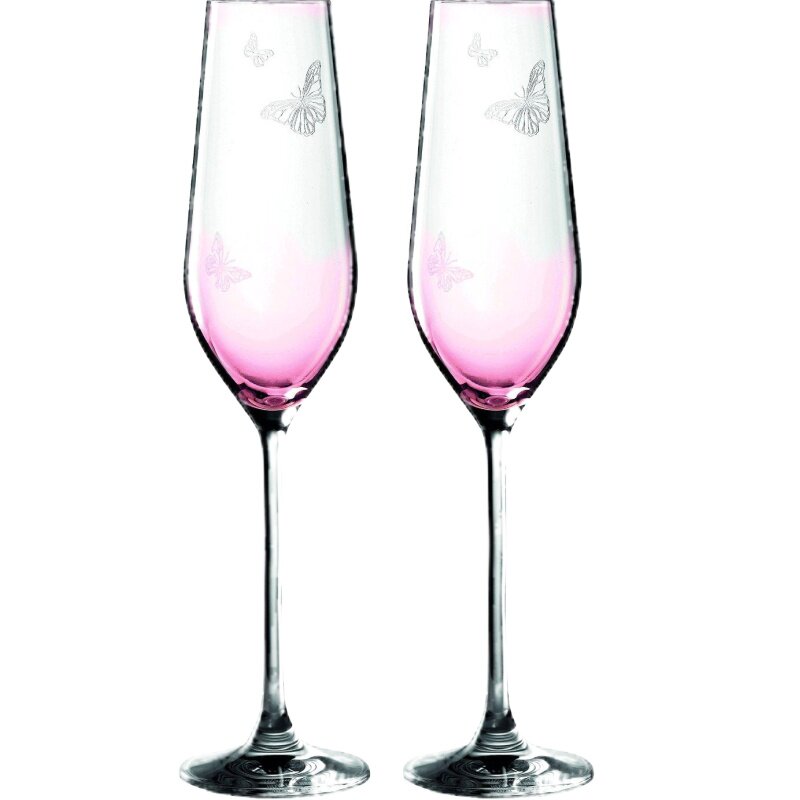 清仓Royal Albert Miranda Kerr米兰达可儿粉色家用玻璃酒杯1对