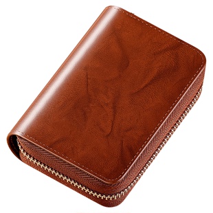 男士真皮质感卡包2026新款复古风防磁超薄迷你卡夹多功能风琴卡包