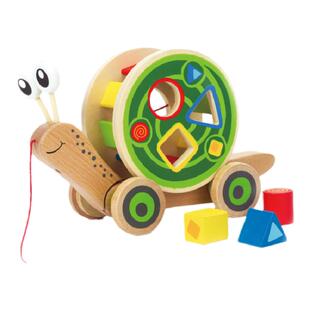 Hape拖拉蜗牛牵绳动物学步车 宝宝手拉着走的玩具婴儿童幼儿拖行