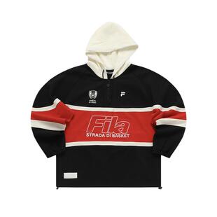 FILA FUSION斐乐女子针织连帽上衣冬季时尚拼接纯棉卫衣