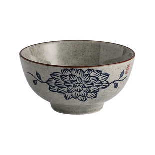 日式复古家用碗陶瓷粗陶瓷碗高脚碗米饭碗吃个人专用饭碗餐具中式