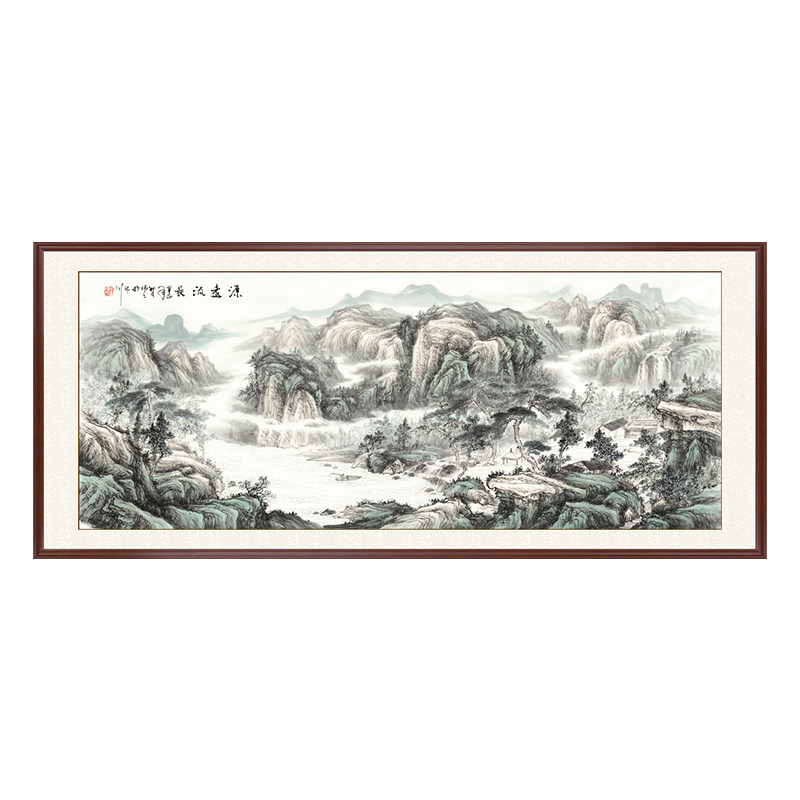 水墨山水画风水靠山招财大气聚宝盆挂画沙发国画办公室客厅装饰画