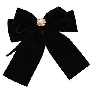 法式黑色丝绒大蝴蝶结头饰发夹新娘头饰酒红色蝴蝶结婚纱礼服配饰