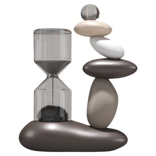 时来运转石头摆件磁力沙漏客厅酒柜玄关装饰品办公室工位家居好物