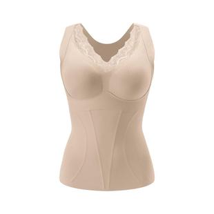 婷美免穿文胸保暖背心女带胸垫无痕加绒加厚一体塑身内搭打底内衣