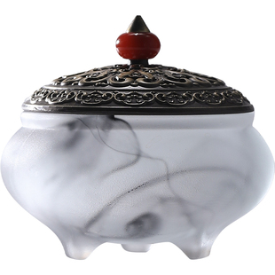 墨韵琉璃香炉家用室内檀香炉打香篆炉沉香熏香炉盘香炉茶道摆件