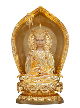 铜著金嵌钻娑婆三圣佛像摆件