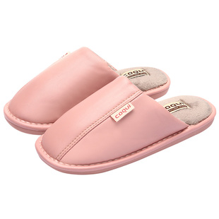 皮面棉拖鞋女冬情侣冬季保暖室内家用家居防滑秋冬防水男皮拖男士