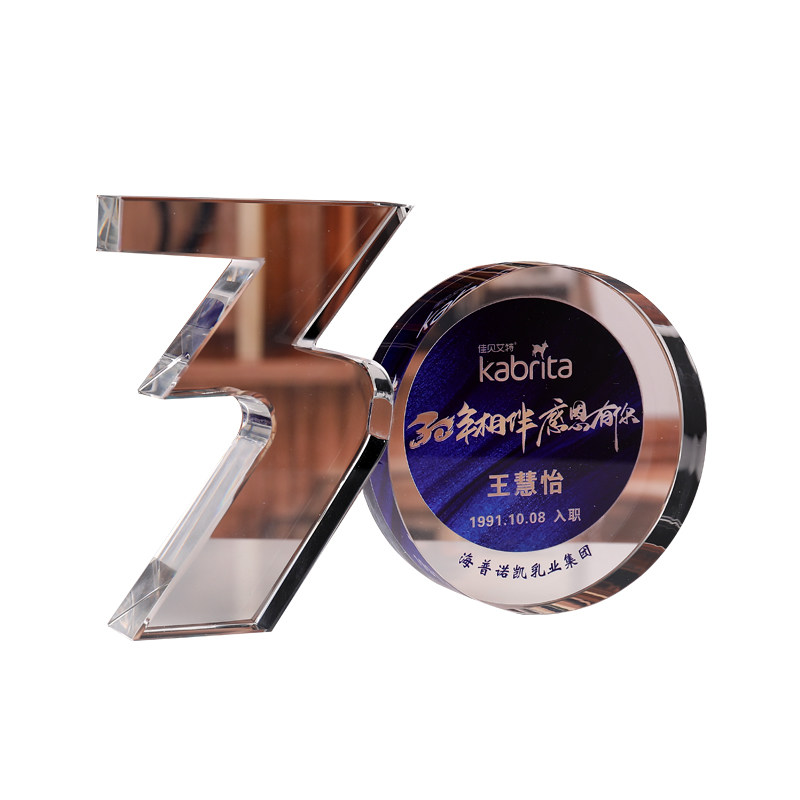 30周年员工入职奖杯定制透明水晶护士医师节入院纪念周年礼品奖章