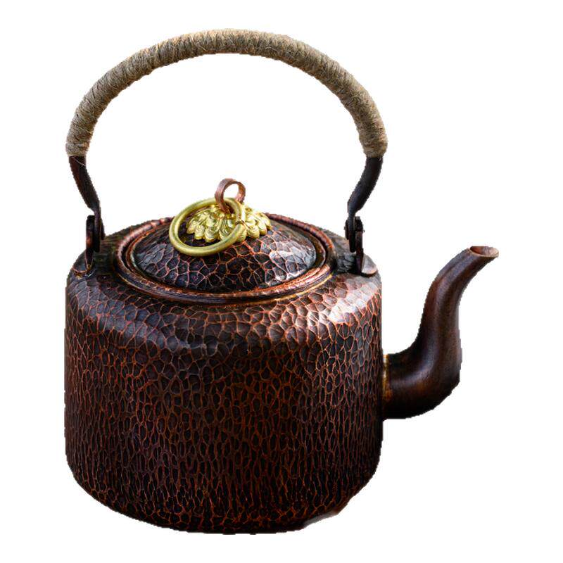 铜壶烧水壶紫铜手工加厚煮茶壶复古提梁壶沏茶壶1.3升燃气电陶炉