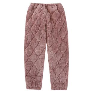 睡裤女款冬季加绒超厚三层夹棉加厚法兰绒男士加厚保暖家居服棉裤