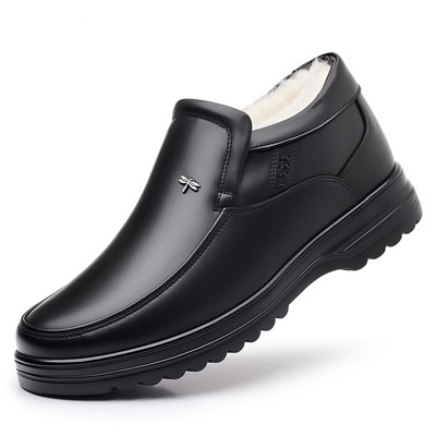 蜻蜓牌冬季保暖羊毛加厚棉鞋男