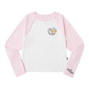 WHOOSIS（不知其名）小香风魔术贴插肩长袖t恤男款女款短款情侣装